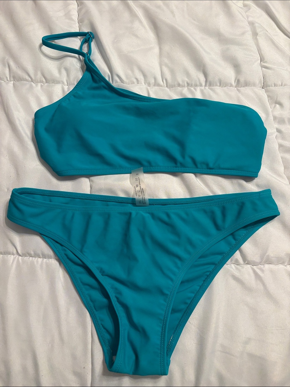 Women’s One-Shoulder Bikini Set - Teal SHEIN